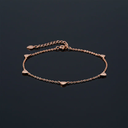 Rose Gold Heart Valentine Charms Anklet