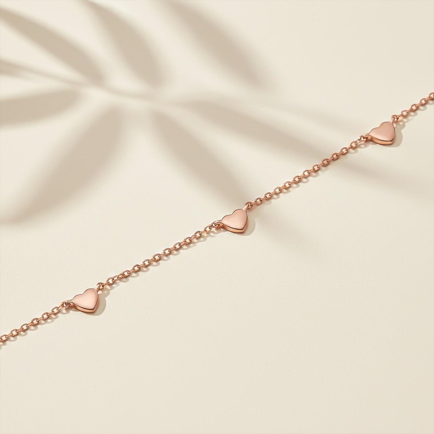 Rose Gold Heart Valentine Charms Anklet
