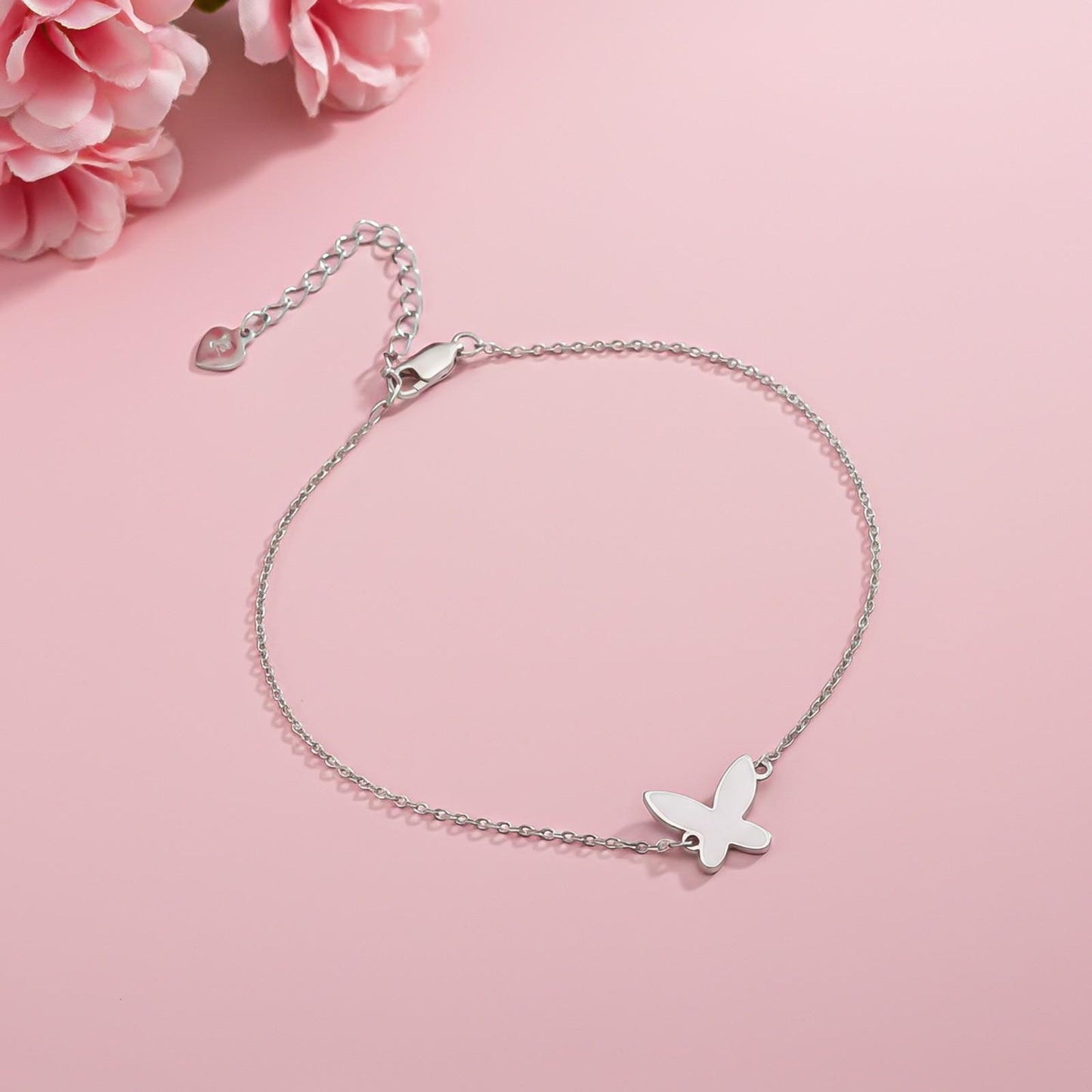 Silver Mini Butterfly Anklet