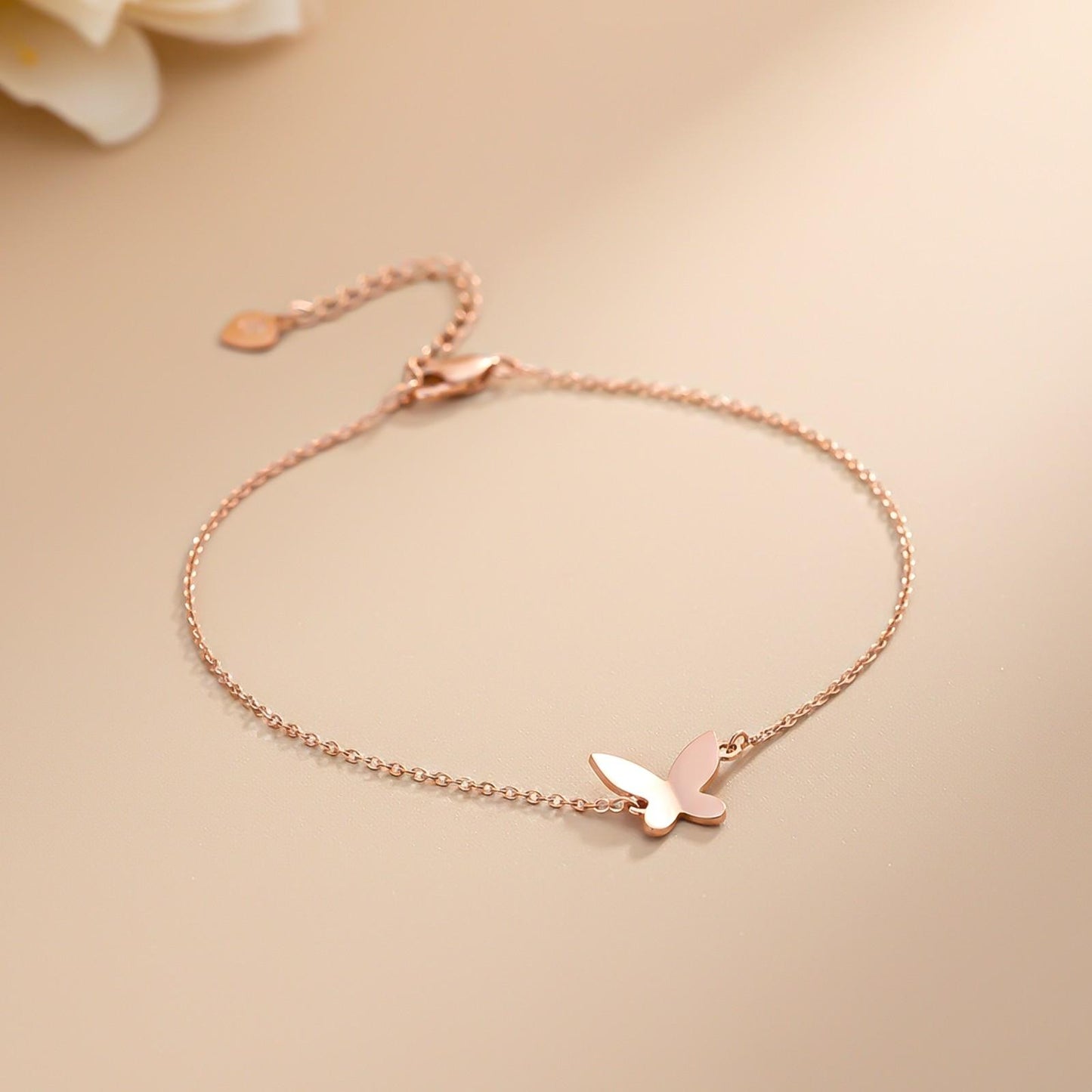 Rose Gold Mini Butterfly Anklet