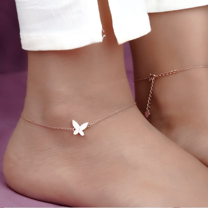 Rose Gold Mini Butterfly Anklet
