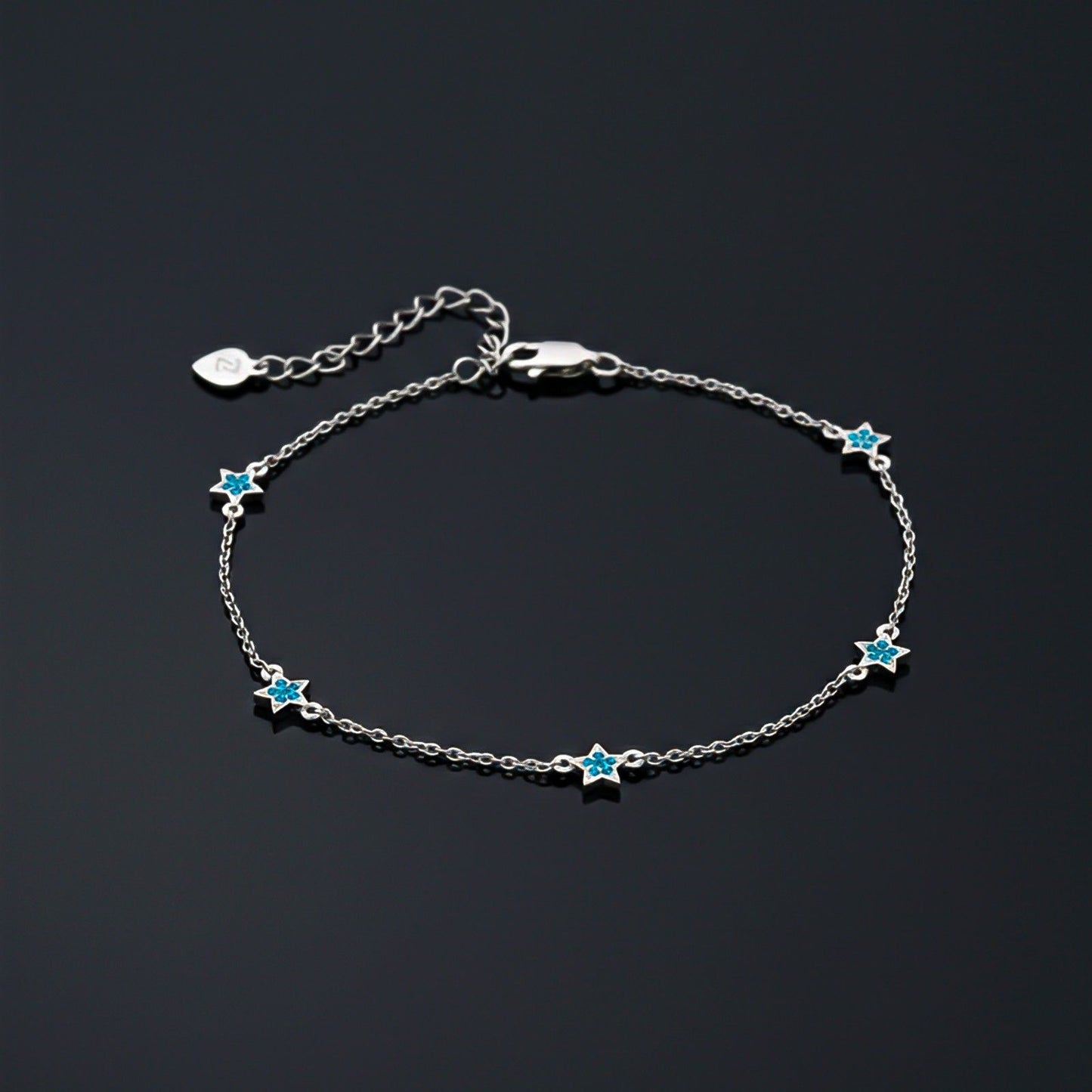 Silver Topaz Stars Anklet