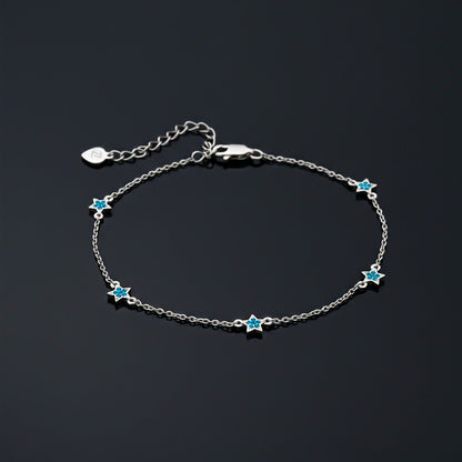 Silver Topaz Stars Anklet