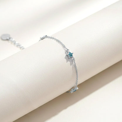 Silver Topaz Stars Anklet