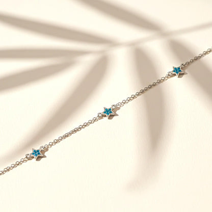 Silver Topaz Stars Anklet