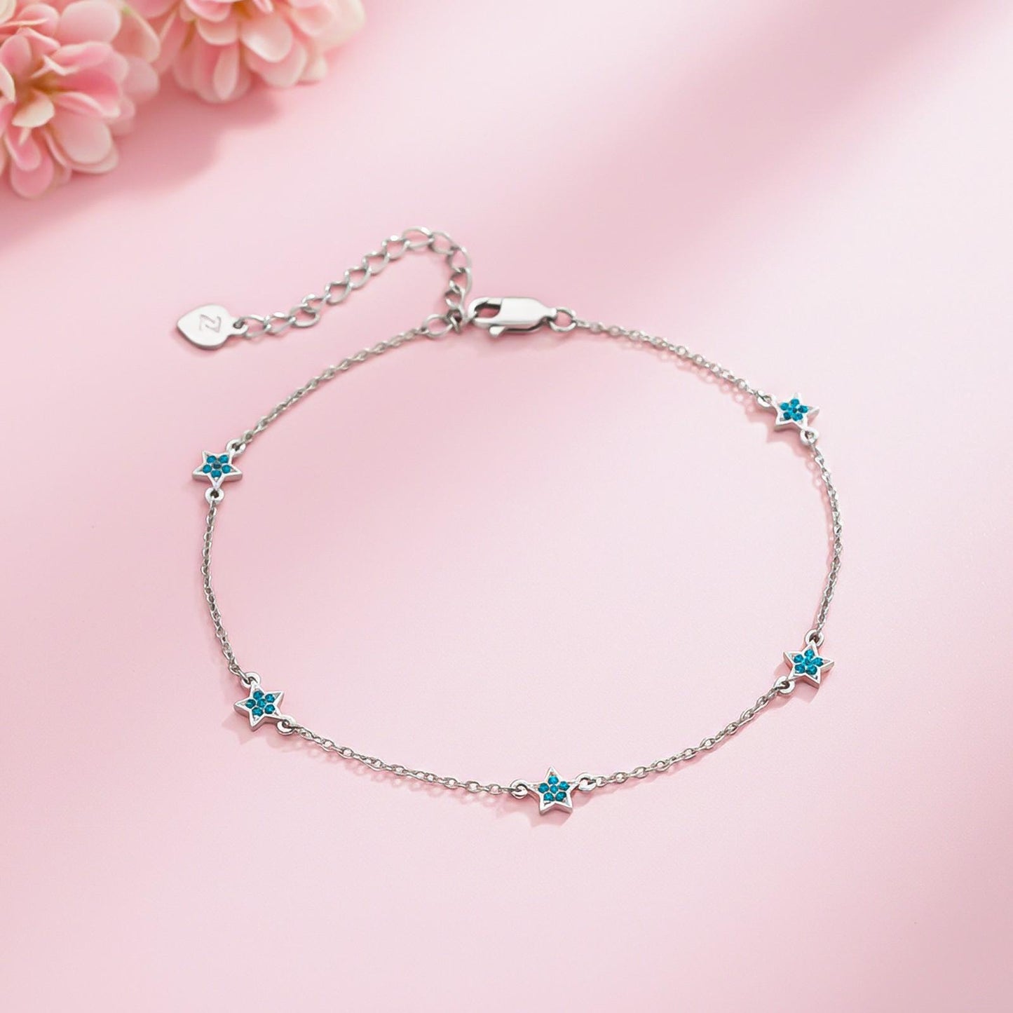 Silver Topaz Stars Anklet