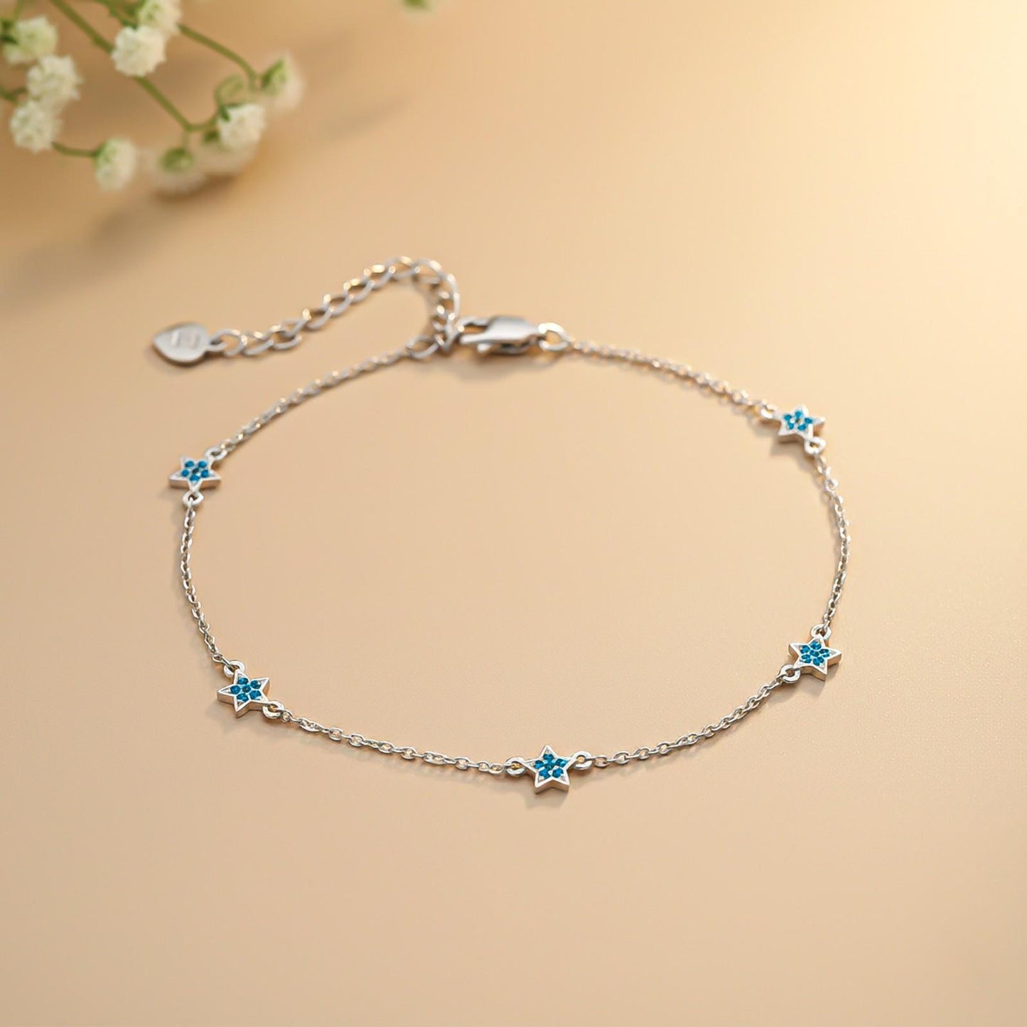 Silver Topaz Stars Anklet