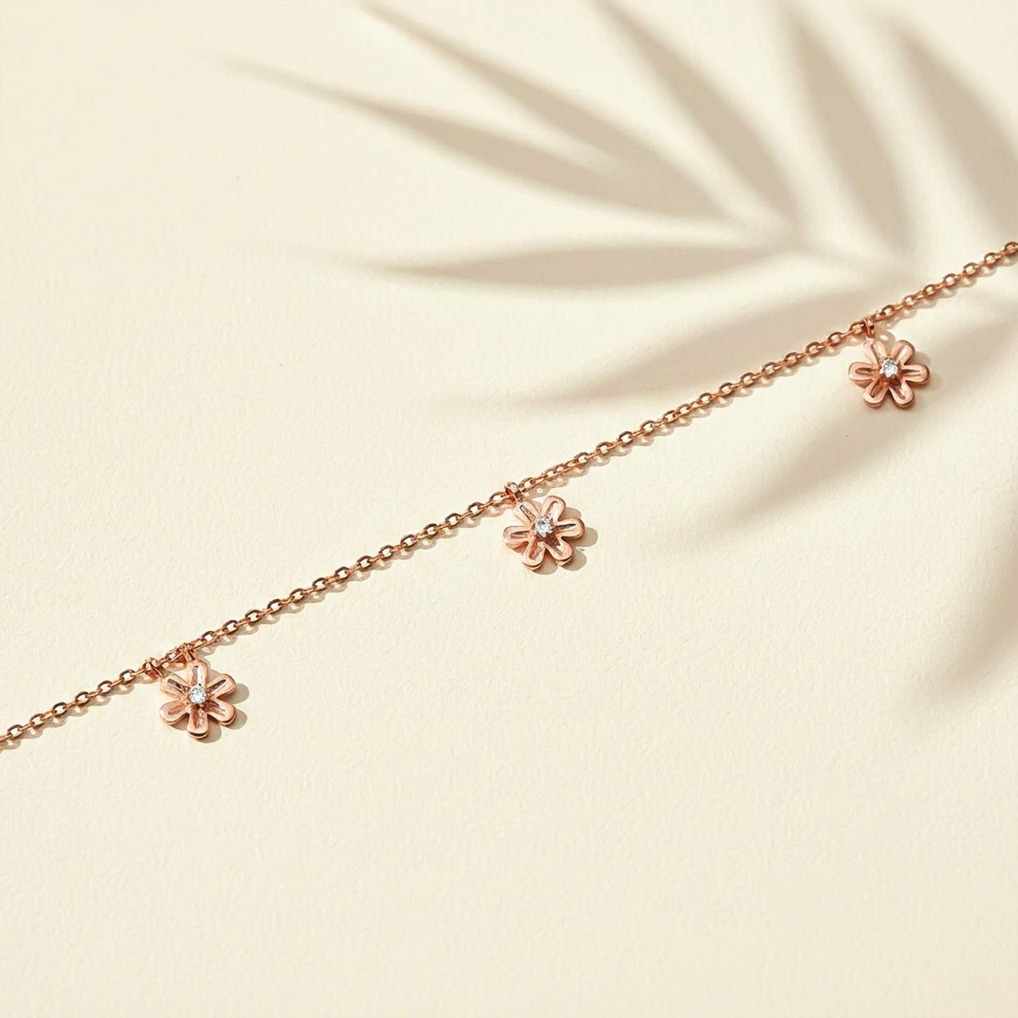 Rose Gold Flowers Charm Anklet