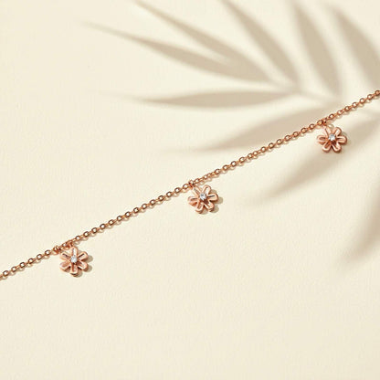 Rose Gold Flowers Charm Anklet