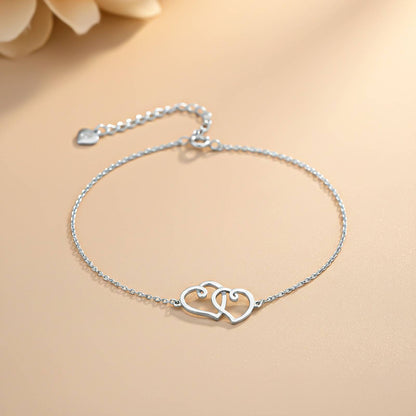 Silver Twin Heart Anklet