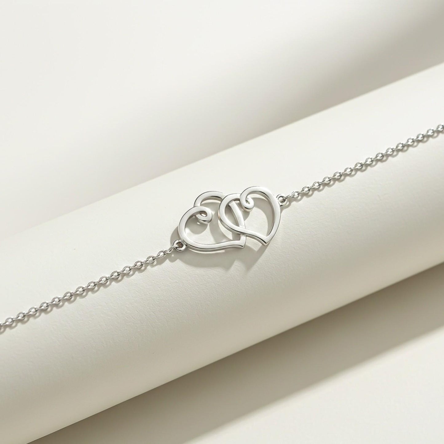 Silver Twin Heart Anklet
