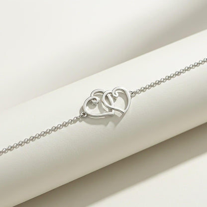 Silver Twin Heart Anklet