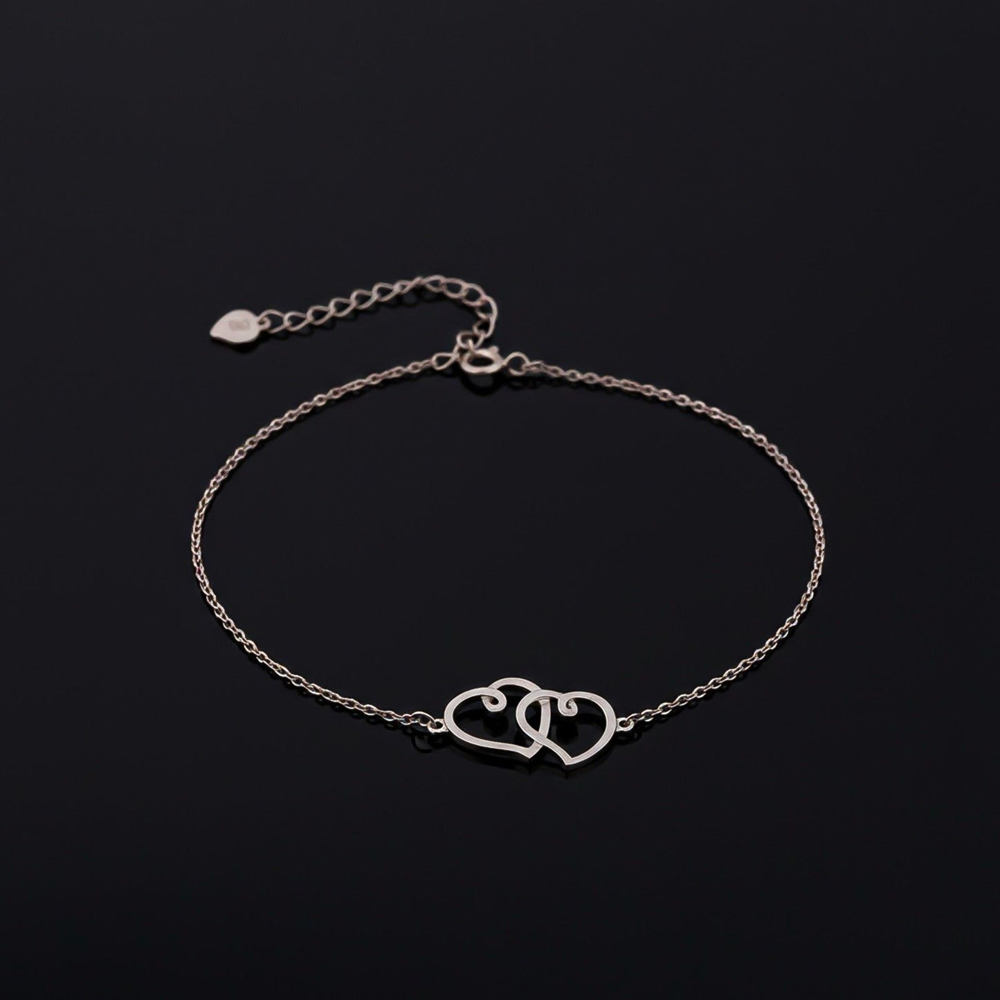 Silver Twin Heart Anklet