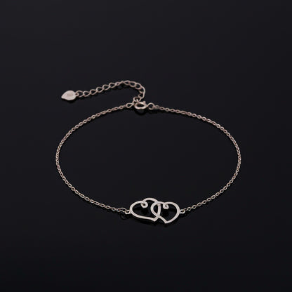 Silver Twin Heart Anklet