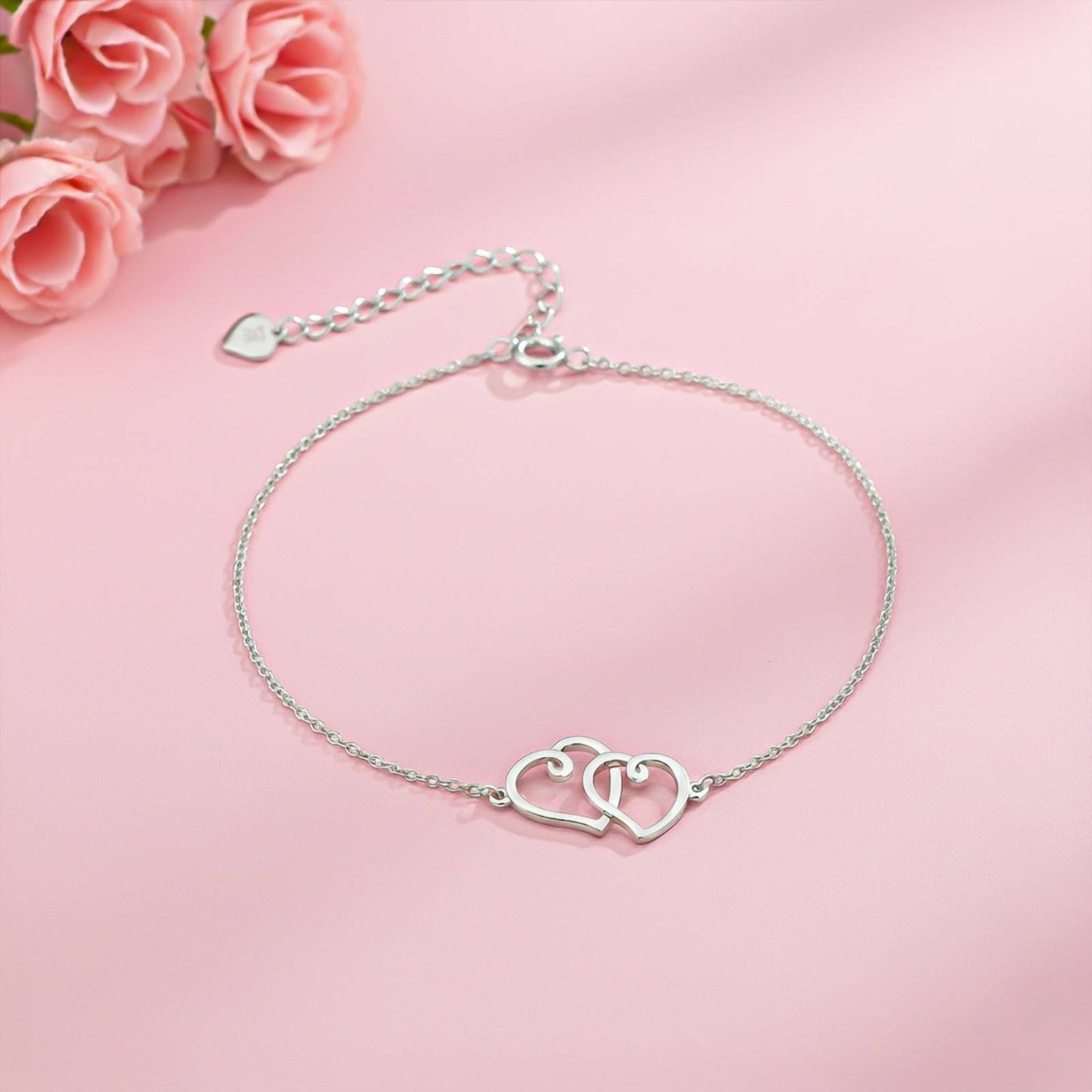 Silver Twin Heart Anklet
