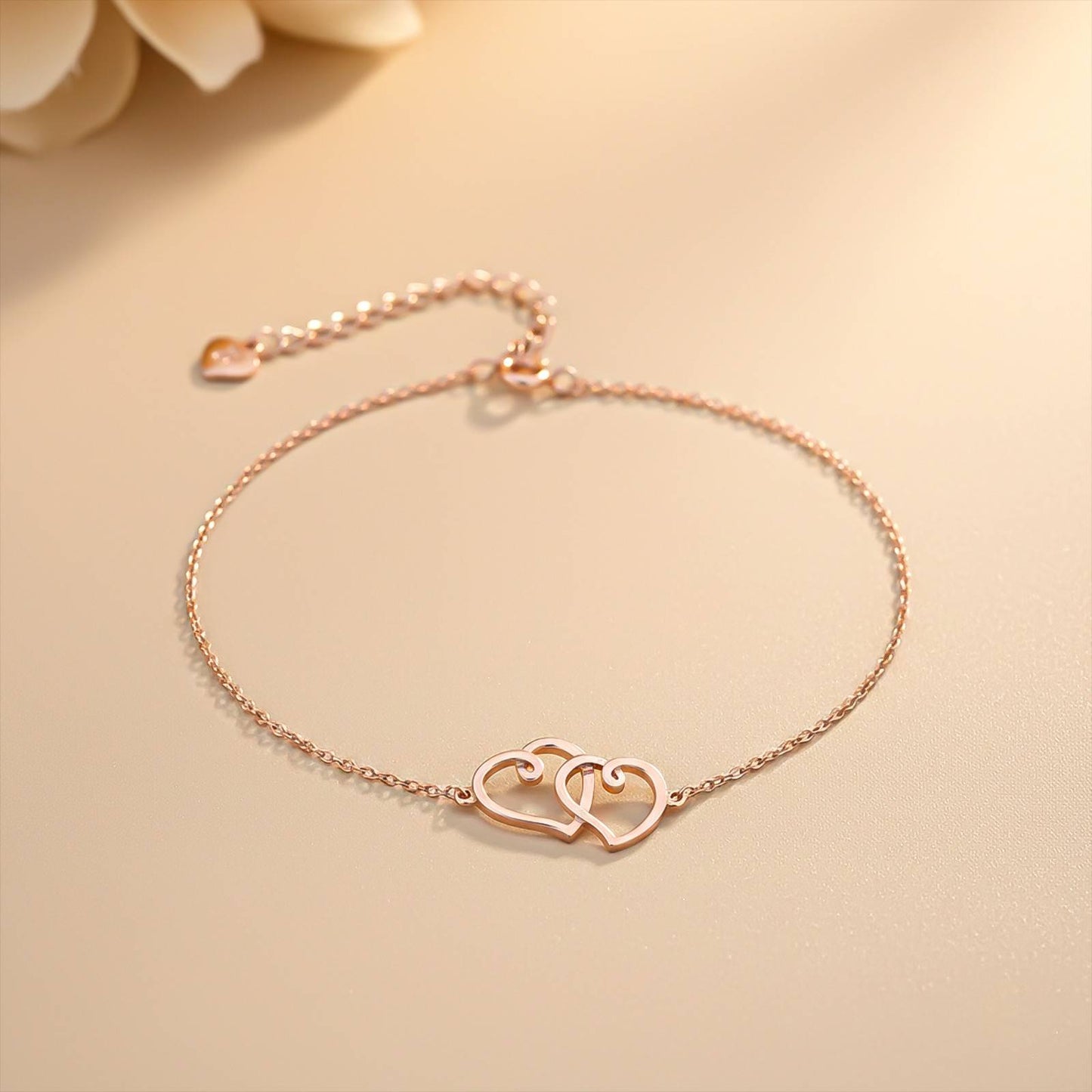 Rose Gold Twin Heart Anklet