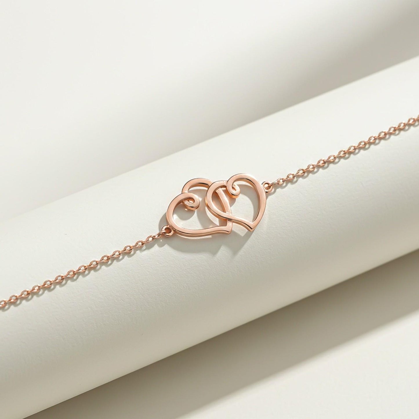 Rose Gold Twin Heart Anklet