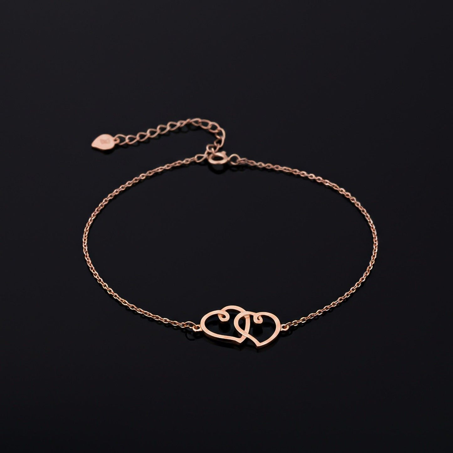 Rose Gold Twin Heart Anklet