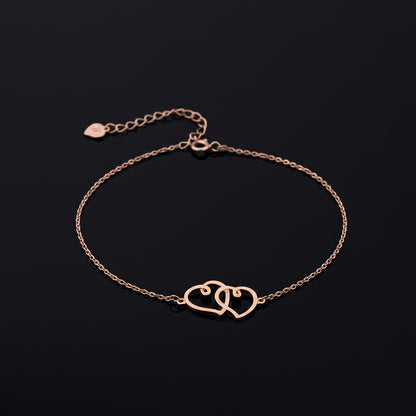 Rose Gold Twin Heart Anklet