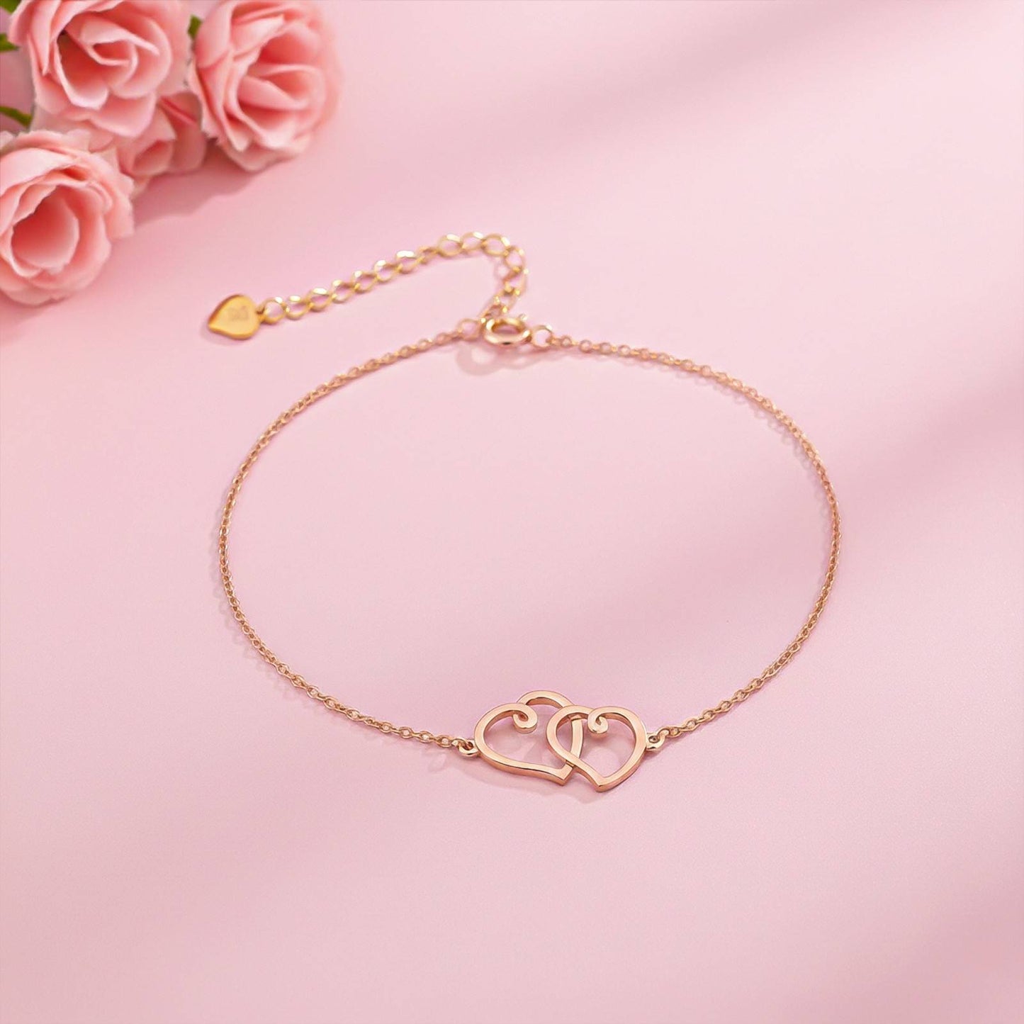 Rose Gold Twin Heart Anklet