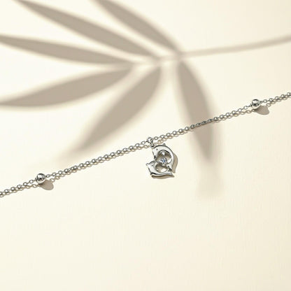 Silver Dolphin Heart Love Anklet