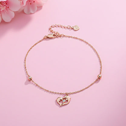 Rose Gold Dolphin Heart Love Anklet