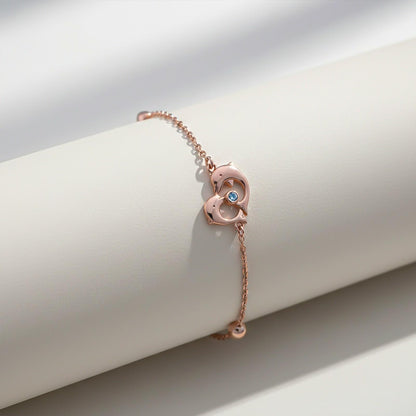 Rose Gold Dolphin Heart Love Anklet