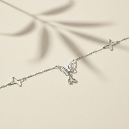 Silver Butterfly Charm Anklet