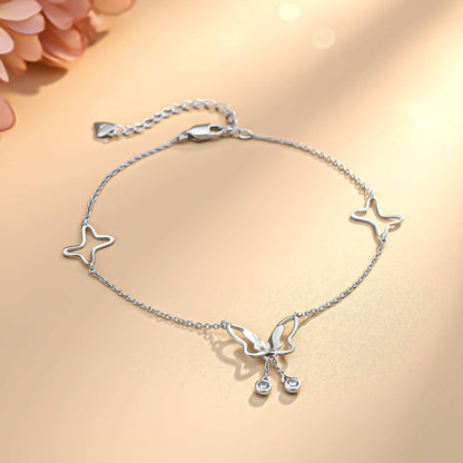 Silver Butterfly Charm Anklet
