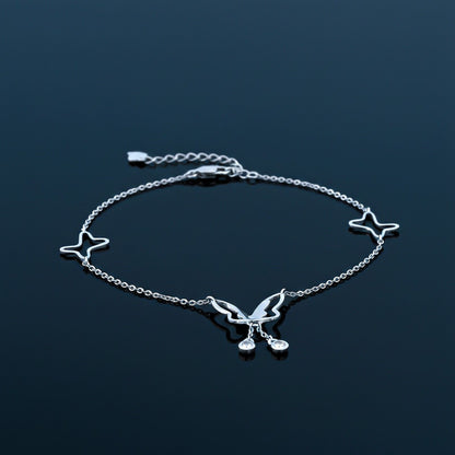 Silver Butterfly Charm Anklet