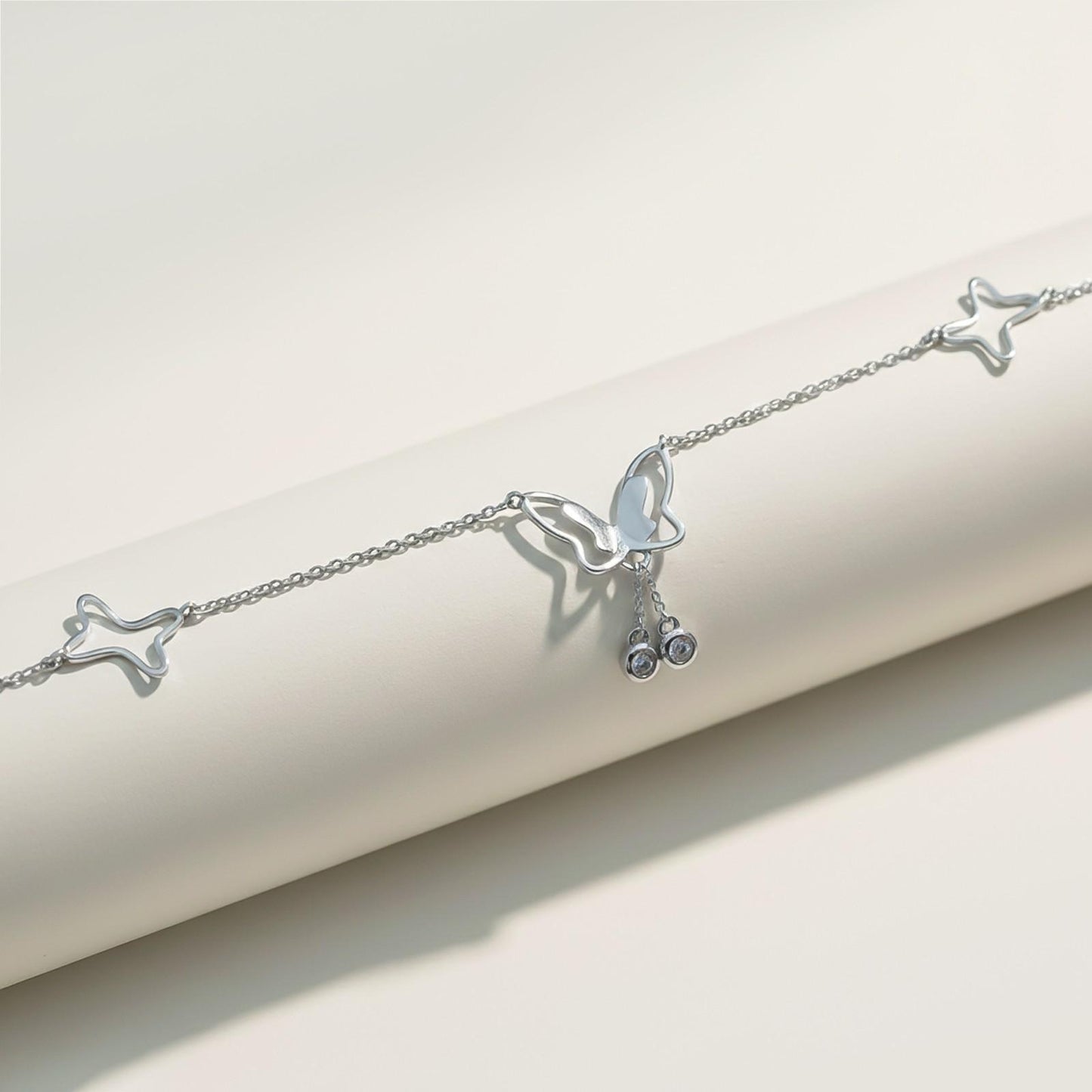 Silver Butterfly Charm Anklet