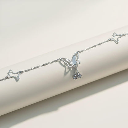 Silver Butterfly Charm Anklet