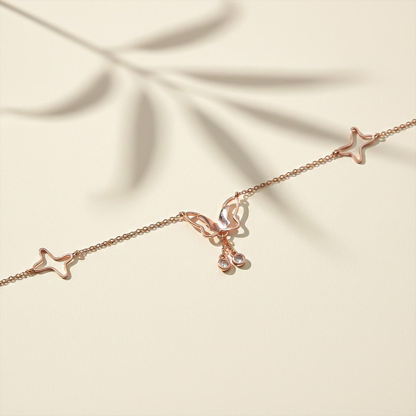 Rose Gold Butterfly Charm Anklet