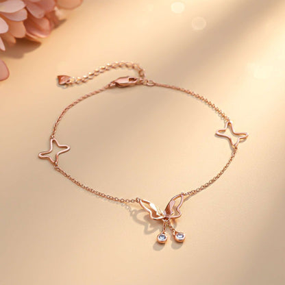 Rose Gold Butterfly Charm Anklet