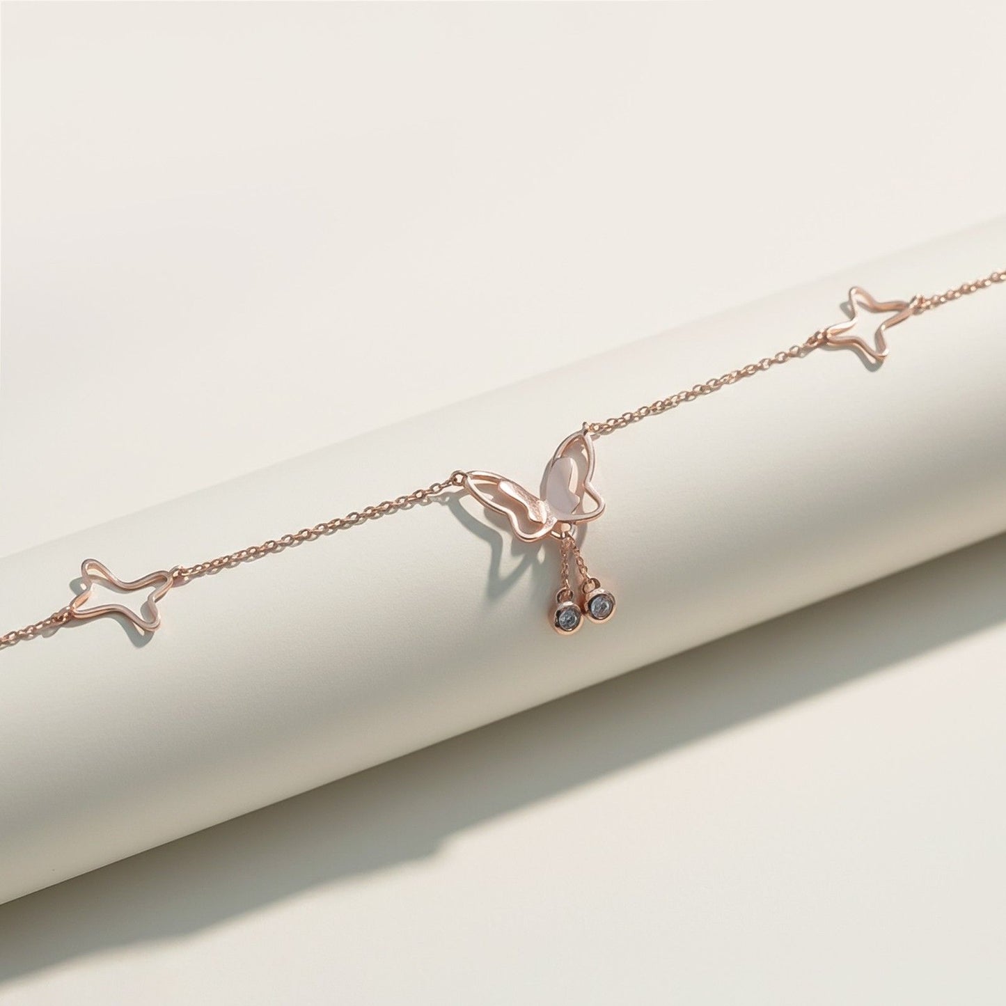 Rose Gold Butterfly Charm Anklet