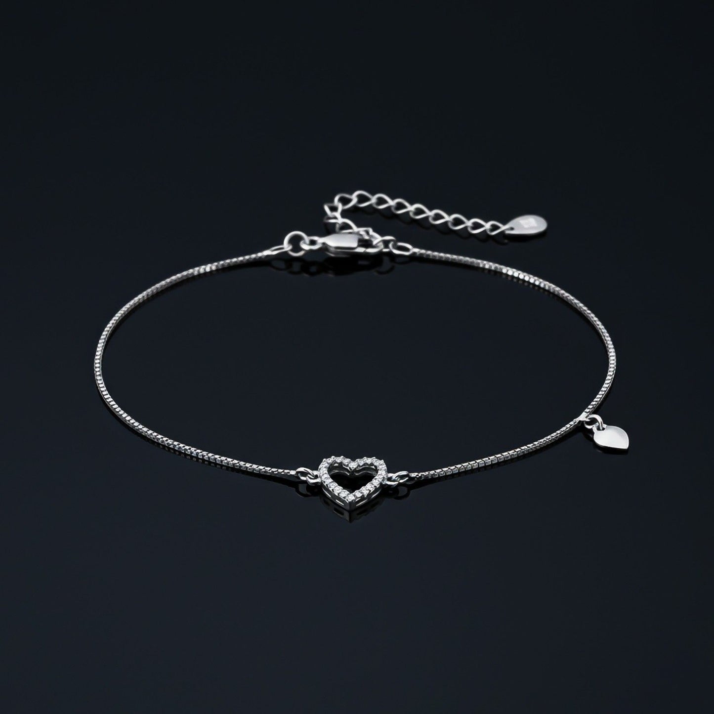 Silver Lovely Heart Charm Anklet