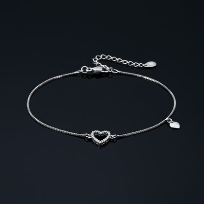 Silver Lovely Heart Charm Anklet