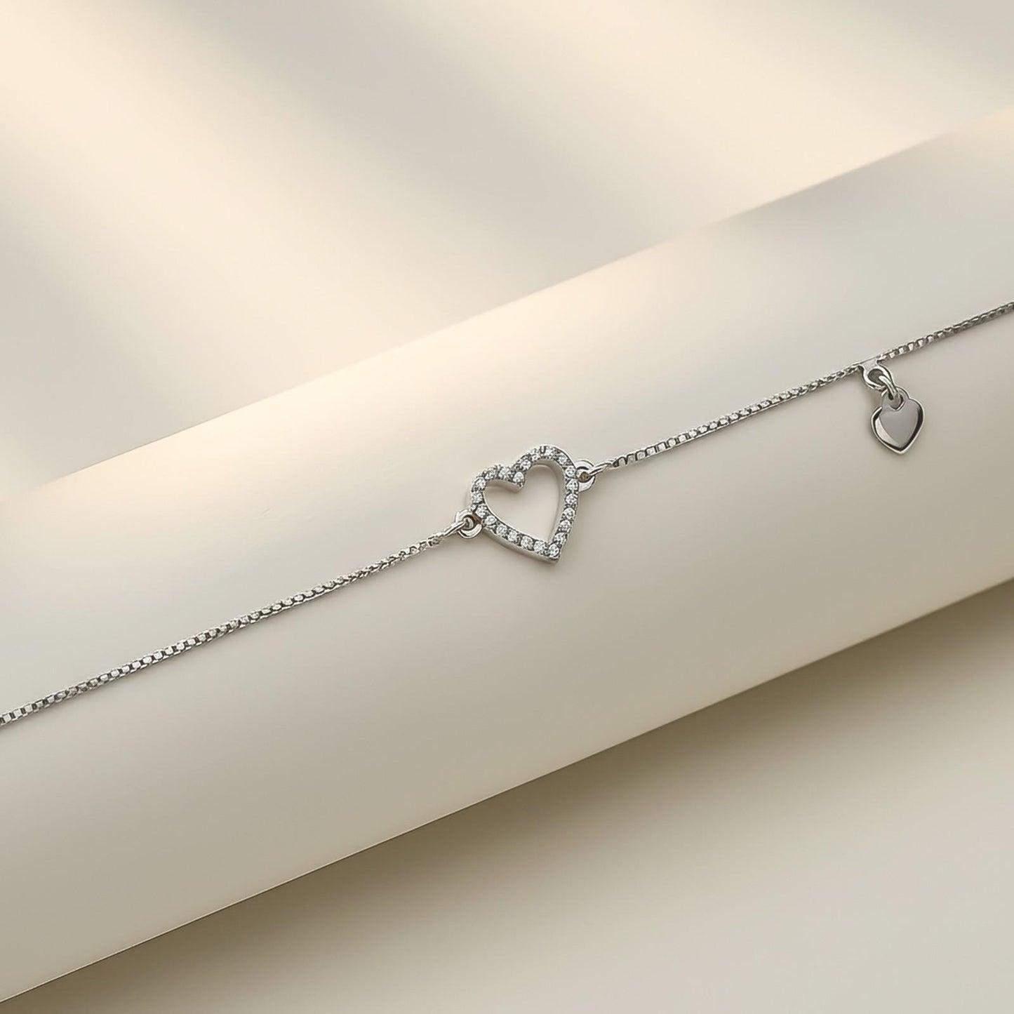 Silver Lovely Heart Charm Anklet
