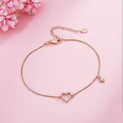 Rose Gold Lovely Heart Charm Anklet