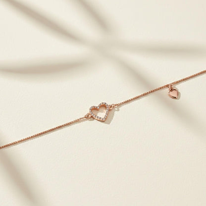 Rose Gold Lovely Heart Charm Anklet