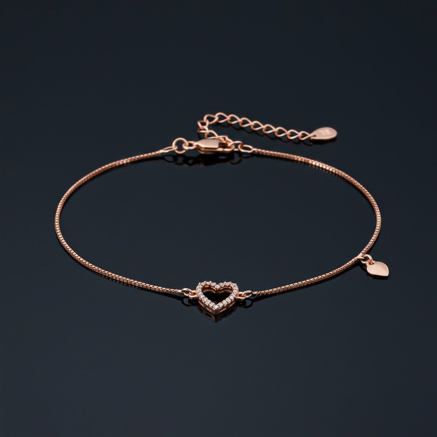 Rose Gold Lovely Heart Charm Anklet