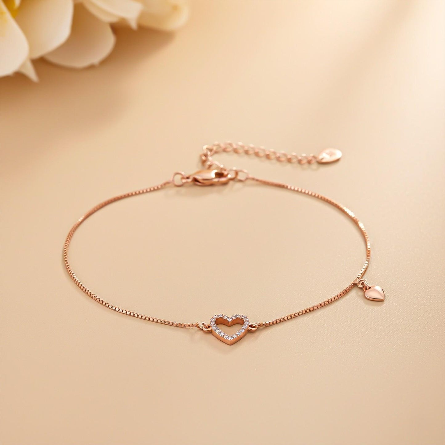 Rose Gold Lovely Heart Charm Anklet