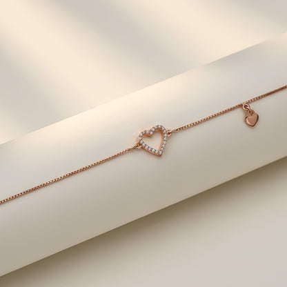Rose Gold Lovely Heart Charm Anklet