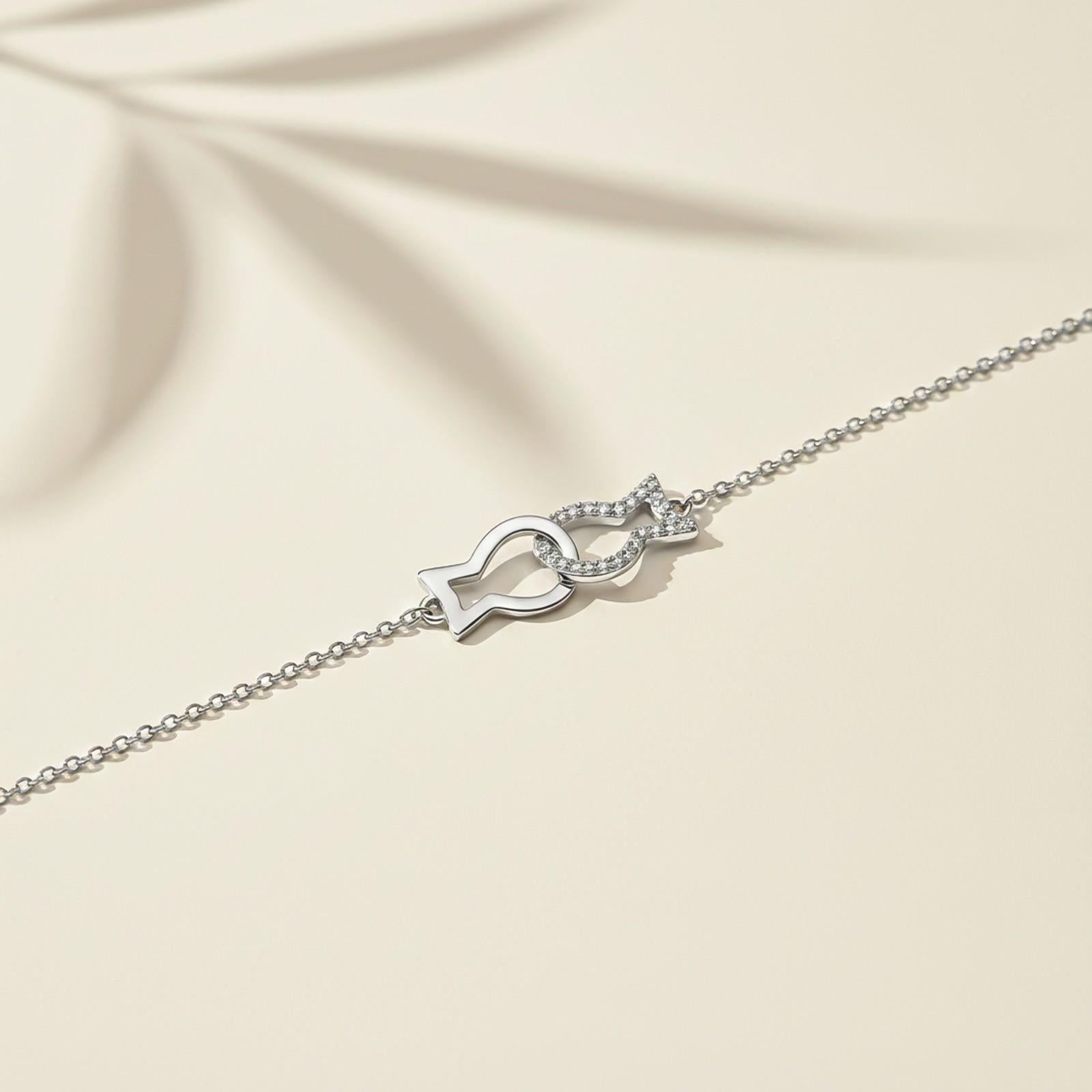 Silver Kissing Fish Anklet