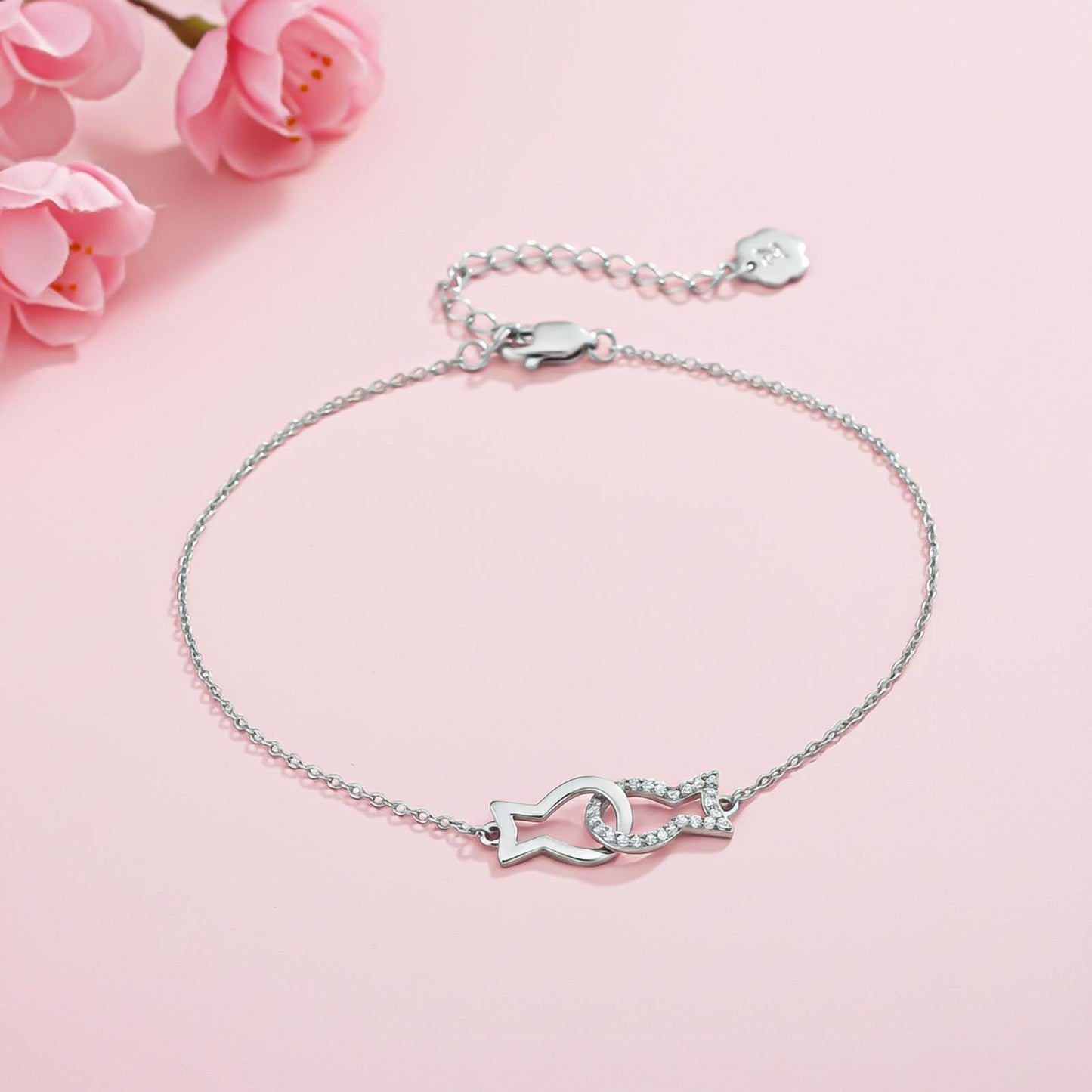 Silver Kissing Fish Anklet