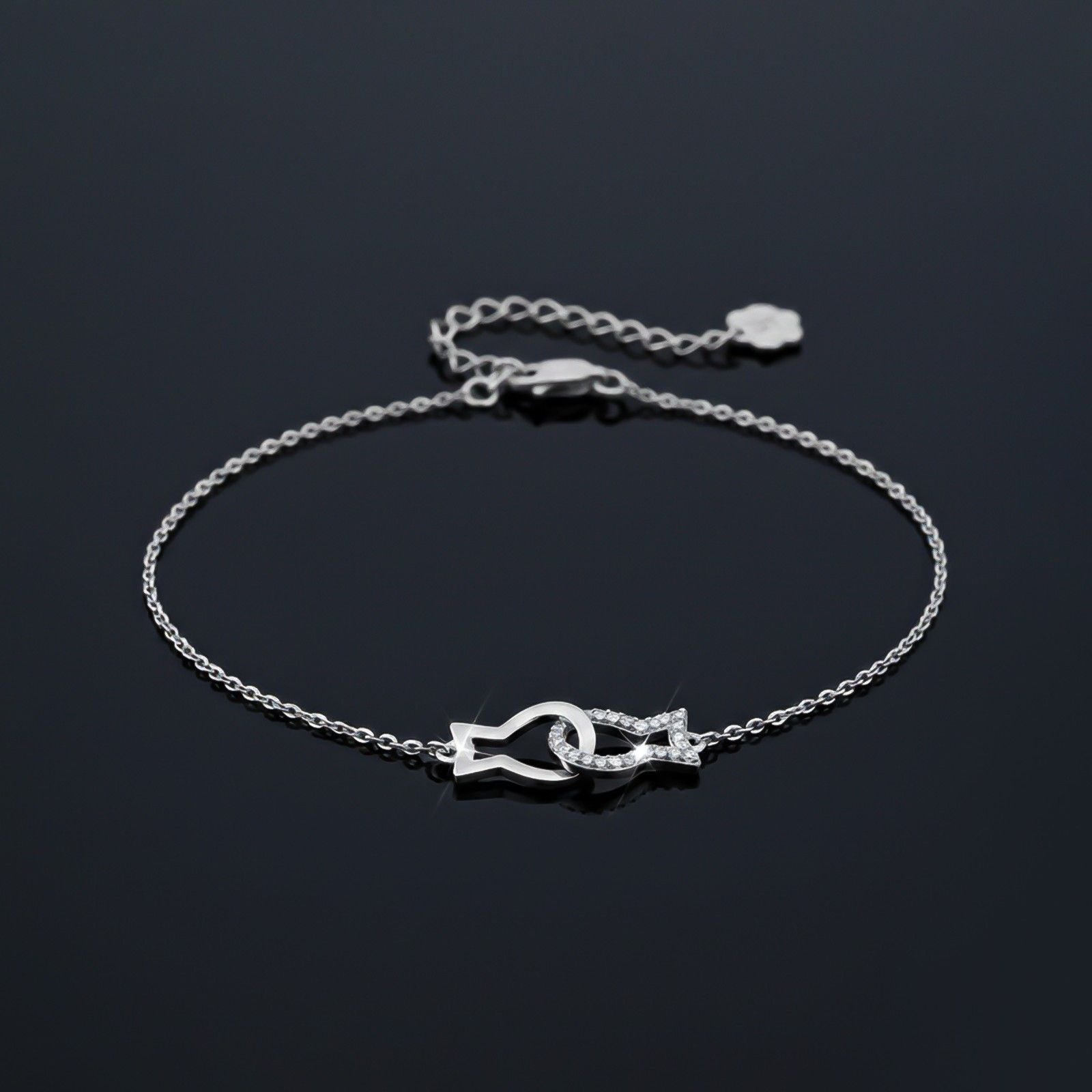 Silver Kissing Fish Anklet