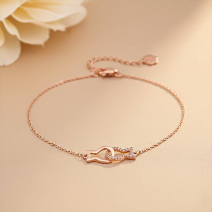 Rose Gold Kissing Fish Anklet
