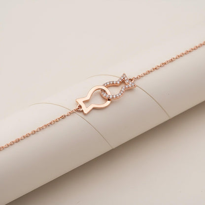 Rose Gold Kissing Fish Anklet