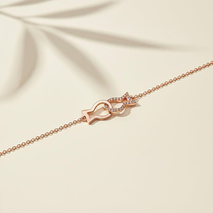 Rose Gold Kissing Fish Anklet