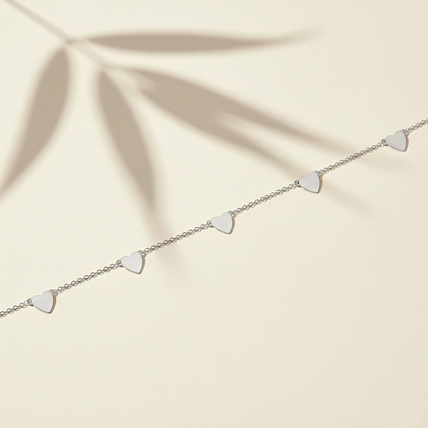 Silver 5 Hearts Dazzling Anklet